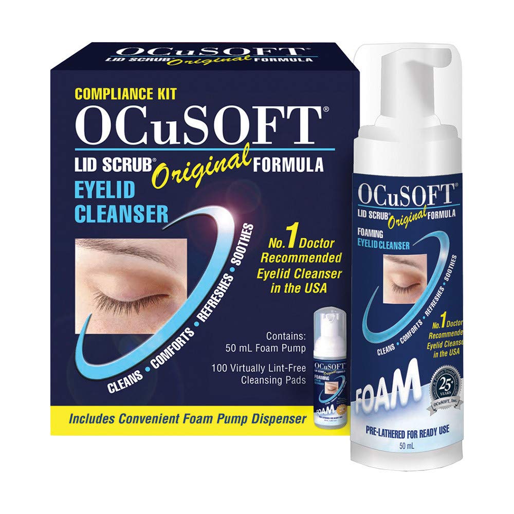 Ocusoft Compliance Kit - 50ML Spray plus 100 pads - Eye lid cleanser - 121 Pumps per bottle - Lasts up to 2 months by OCuSOFT