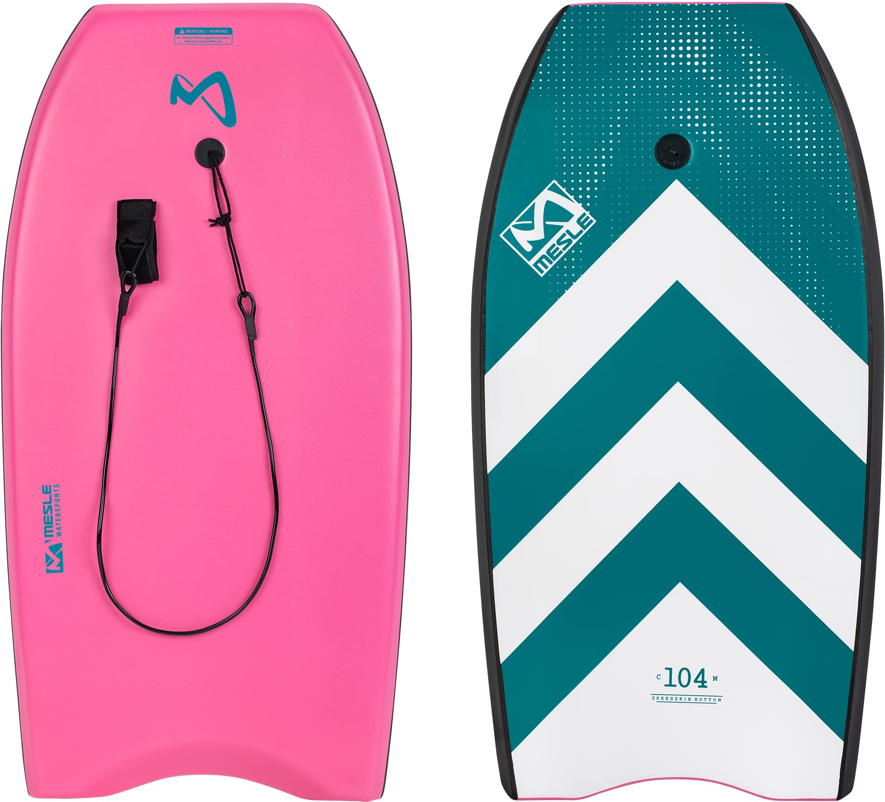 Mesle Bodyboard Speed Skin, für Kinder & Erwachsene bis 100 kg, großes Schwimmbrett zum Surfen & Wellenreiten am Strand, für Anfänger & Fortgeschrittene