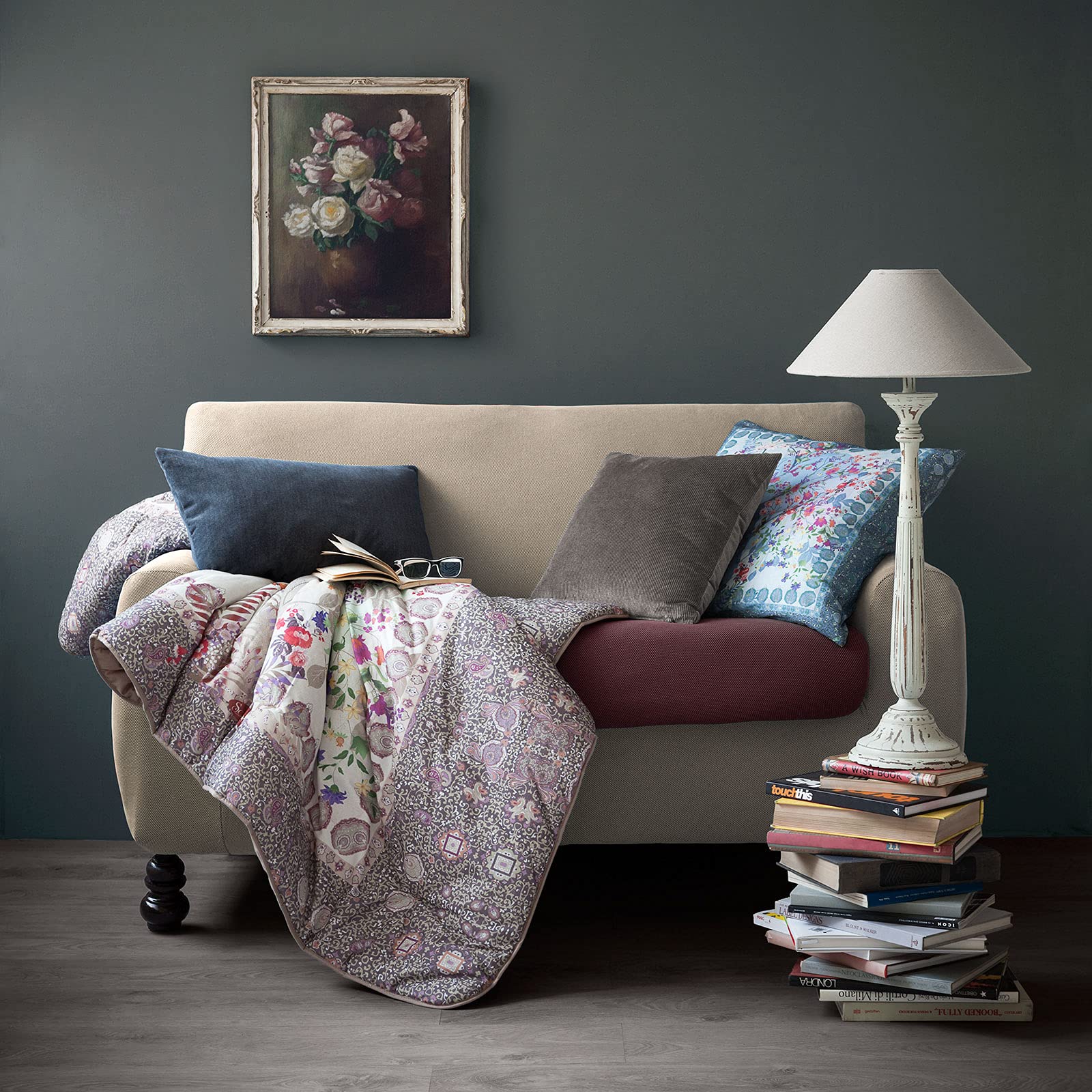 Caleffi - Sofabezug, elastisch, Melange, einfarbig, 2-Sitzer, Natur