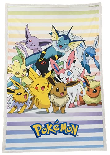 Pokémon-Decke, doppelseitig aus Fleece und Sherpa-Fell, 100 x 150 cm