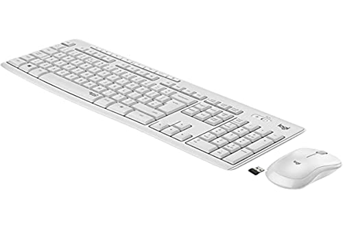 Logitech MK295 kabelloses Tastatur-Maus-Set mit SilentTouch-Technologie, Shortcut-Tasten, optischer Spurführung, Nano USB-Empfänger, verzögerungsfreier Drahtlosverbindung, IT QWERTY-Layout Weiß