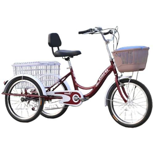 Tricycle De Loisir Pour Personnes Âgées, Mobilité, Fitness, Bicyclette À Pédales, 3 Roues, Avec Panier À Légumes.,One Size,Red