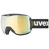 uvex downhill 2100 CV - Skibrille für Damen und Herren - konstraststeigernd - verzerrungs- & beschlagfrei - black matt/gold-green - one size