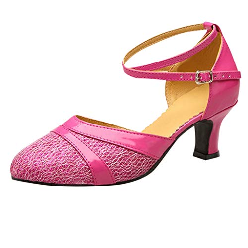 Schuhe Frauen Ballsaal Tango Latin Salsa Tanzen Pailletten Schuhe Social Dance Schuhe (39,Pink)