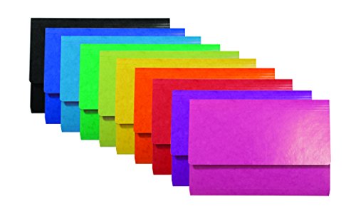 Exacompta 6520Z Packung mit 25 Aktenmappen Iderama (Gu mmizugverschluß und Klappen, für DIN A4, 265g/qm Karton) 25er Pack farbig sortiert