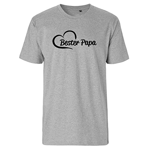 huuraa Herren T-Shirt Bester Papa Herz Bio Baumwolle Fairtrade Oberteil Größe XL Sport Grey mit Motiv für den tollsten Vater Geschenk Idee für Freunde und Familie