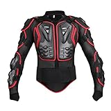 Dexinx Motorrad Radfahren Reiten Full Body Armor Rüstung Protector Professionelle Street Motocross Guard Shirt Jacke mit Rückenschutz Schwarz Rot S