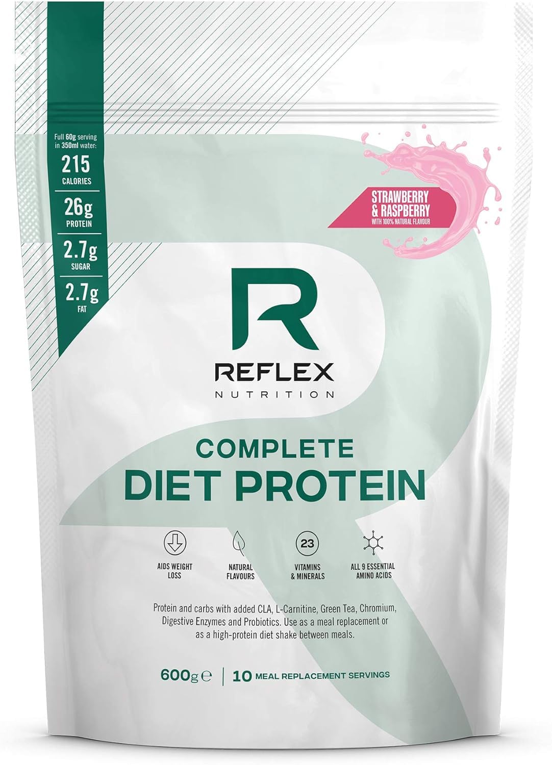 Reflex Nutriton Diät Proteinpulver - 600g, Erdbeere & Himbeere