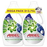 Ariel Professional Flüssig Regulär Waschmittel, 150 Waschladungen, 7,5 L (2 x 3,75 L), Ausgezeichnete Fleckentfernung schon ab der ersten Wäsche, professionelle Formel für den professionellen Einsatz