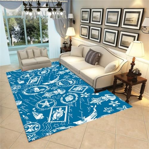 TocoLa Teppich Antirutsch Pads Tischdeko Blauer, antiallergischer, moderner Schlafzimmerteppich mit Wohnaccessoires für das Wohnzimmer Teppich Jugendzimmer 120X180cm