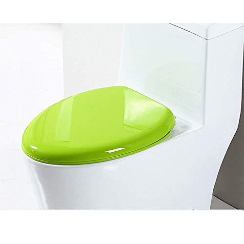 Toilettensitz Universal-Toilettensitz-Stummschaltung, antibakterieller, oben montierter, ultrabeständiger Toilettendeckel mit zwei Befestigungssätzen, Grün-43 * 36 cm
