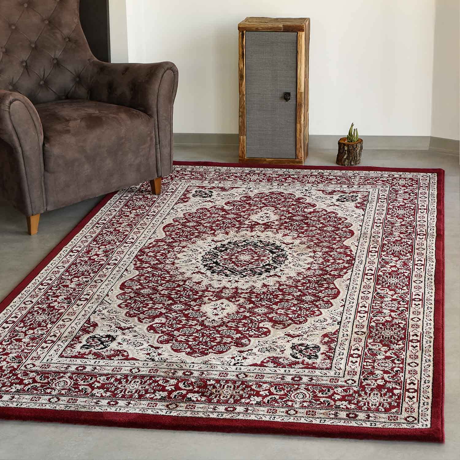 VIMODA Klassisch Orient Teppich dicht gewebt in Dunkel Rot, Maße:200 x 290 cm