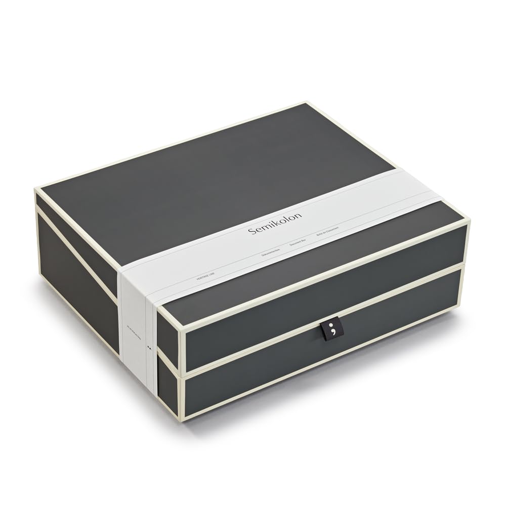 Semikolon 370089 Dokumentenbox – Aufbewahrungs-Box für Dokumente A4 – 31,5 x 26 x 10 cm – lava stone grau