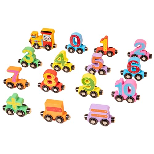 EWOKE Zahlenzug-Spielzeug, magnetischer Holzzug,Magnetischer Zahlenzug aus Holz, pädagogisches Autospielzeug - Buntes hölzernes pädagogisches Autospielzeug mit Eisenbahnwaggons