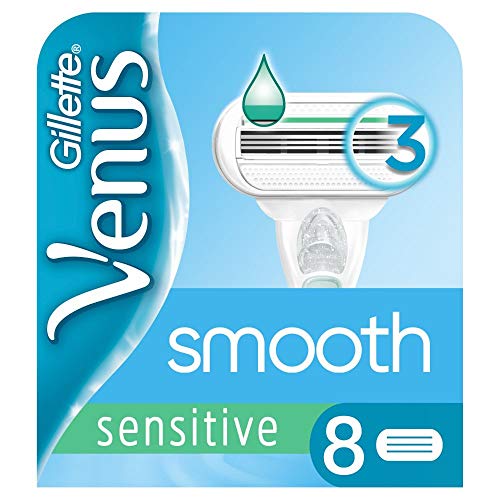 Gillette Venus Smooth Sensitive Rasierklingen mit Feuchtigkeitsstreifen für Hautschutz, 8 Ersatzklingen