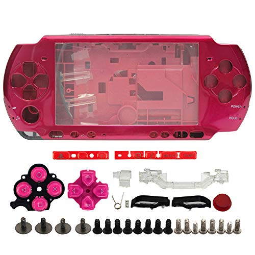 OSTENT Voll Gehäuse Hülse Faceplate Fall Reparaturersatzkompatibel für Sony PSP 3000 Konsole Farbe Rot