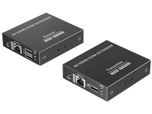 PremiumCord HDMI KVM Extender über CAT6/6A/7 bis zu 70m, UHD 4K 2160p 60Hz, Full HD 1080p, USB-Übertragung, HDMI 2.0, HDCP 1.4/2.2, HDR, EDID, Ohne Verzögerung, Metallgehäuse