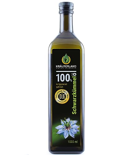 Schwarzkümmelöl • 1000 ml • Frischegarantie: täglich mühlenfrisch direkt vom Hersteller Kräuterland-Ölmühle • gefiltert • kaltgepresst • ägyptisch • 100% naturrein • mild