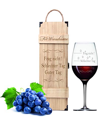 FORYOU24 Weinglas Guter Tag Schlechter Tag personalisiert mit Geschenkbox