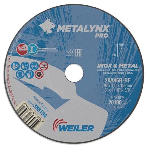 Metalynx PRO Inox & Metall F41 76X1,6X10 Winkelschleifer - Trennscheibe zum Schneiden von Stahl und Edelstahl | Packung mit 100stk