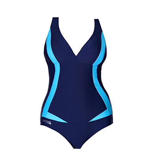 Aqua Speed® Greta Badeanzug Frauen (3 Farbkombinationen Größen 36-48), Farbe:Navy - Blau;Größe:44