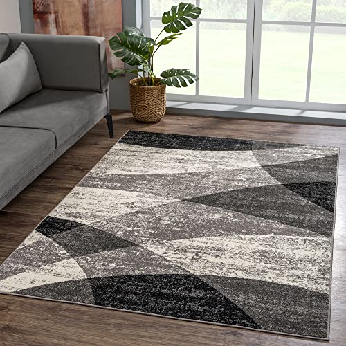 Sanat Teppich Vintage - Modern Teppiche für Wohnzimmer, Kurzflor Teppich in Grau - Mehrfarbig, Öko-Tex 100 Zertifiziert , Größe: 120 x 170 cm