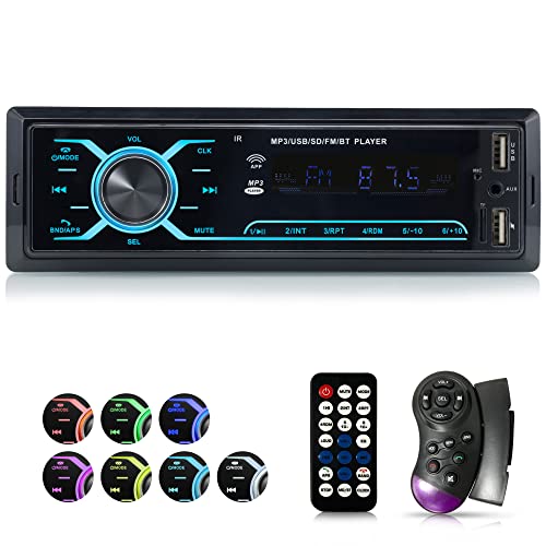 iFreGo Autoradio mit Bluetooth Freisprecheinrichtung Autoradio MP3-Player/FM-Radio USB-Unterstützung für die Wiedergabe von Musik FM/TF-Media-Player 7 Beleuchtungsfarben 1 Din Autoradio Bluetooth