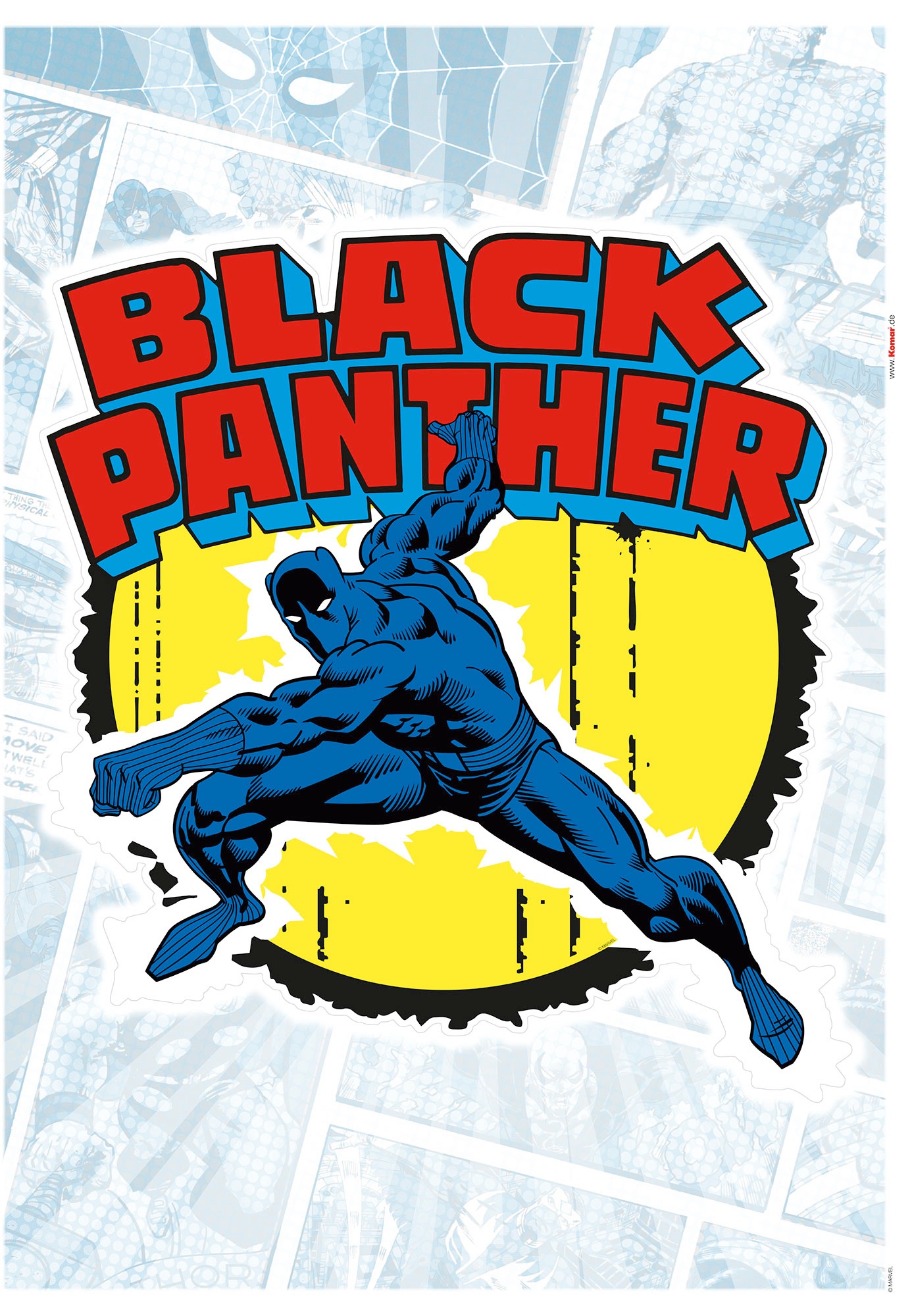 Komar Marvel Wandtattoo Black Panther Comic Classic - 50 x 70 cm (Breite x Höhe) - 1 Teile - Deco-Sticker, Wandaufkleber, Wandsticker, Wanddeko, Kinderzimmer - 14079h