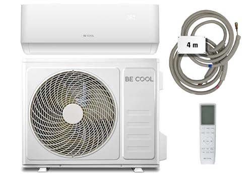 BE COOL Premium Split-Klimagerät 12.000 BTU mit Quick Connect – Kühlen: 3400 Watt/Heizen: 3420 Watt, EEK A++ / A+, max. 105 m³, 4m Quick Connector, WiFi, Fernbedienung, Premium-Funktionen – weiß