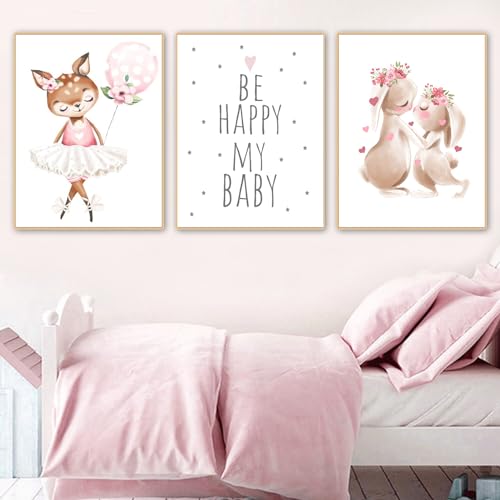 EXQUILEG 3-Piece Premium Poster Set,Osterhase Aesthetic Wall Pictures, Beige Canvas Pictures Without Frame, Modern Pictures, Wall Decoration for Living Room, Canvas Art Poster (50x70cm)