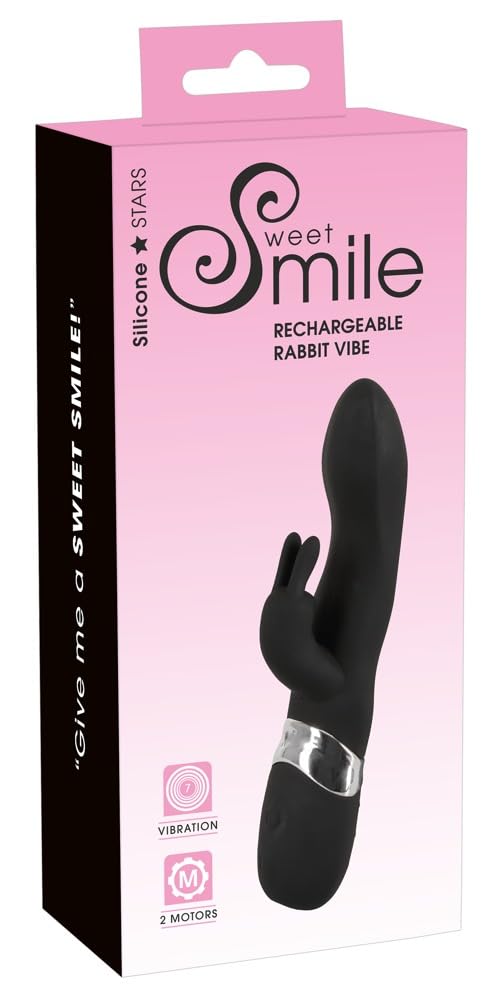 Sweet Smile Blacky - softer Vibrator mit Klitoris-Stimulator für sie, 2- Motoren-Reizer mit 7 unterschiedlichen Vibrationsmodi, Massagegerät, schwarz