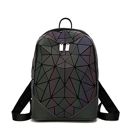 AimdonR Ling Grid Leuchtende Tasche ， Geometrisch Leuchtend, PU Leder ， Laser Macht Ihre Tasche bunter ， Rucksäcke/Brieftasche/Handtaschen