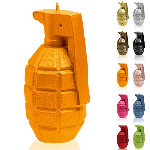 Groß Grenade Kerze | Höhe: 11,3 cm | Orange | Handgefertigt in der EU