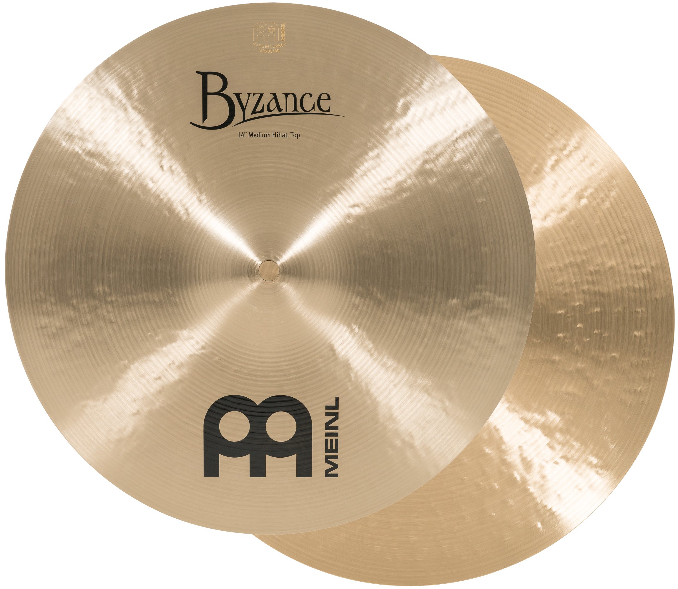 Meinl Cymbals Byzance Traditional Hihat Medium 14 Zoll (Video) Schlagzeug Becken – Paar – (35,56cm) B20 Bronze, Traditionelles Finish (B14MH)