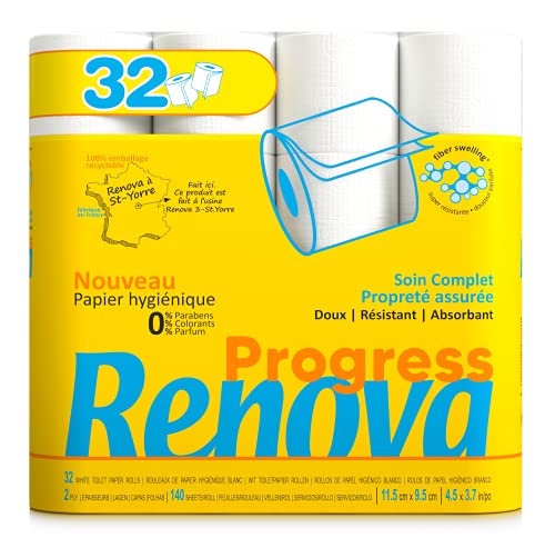 Renova Hygienisches Papier, 32 Rollen, 2 Falten, weiß