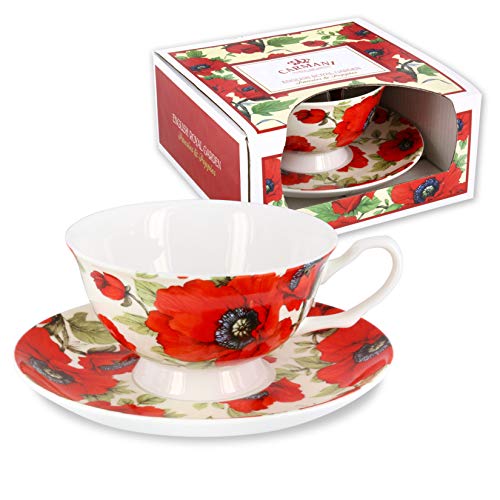 CARMANI - Schick Tee-Tasse und Untertasse mit 'Mohn' 200ml