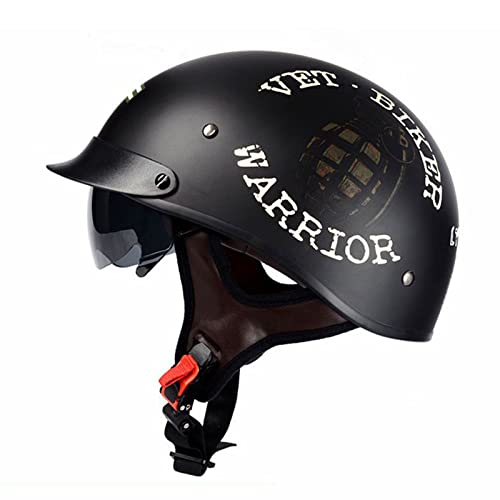 Retro Motorrad Halbhelme Jethelme Roller Scooter Mofa Helm mit Eingebaute Sonnenbrille für Herren Damen DOT/ECE-Zulassung Alle Jahreszeiten A,XXL