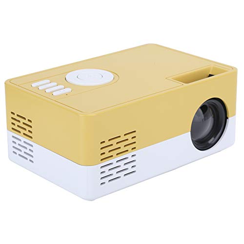 Projektor, tragbarer 1080p-HD-Mini-100-240-V-Smart-Home-Kinoprojektor mit voller Auflösung für Videospiele und Fußballspiele der TV-Serie überall(Gelb und Weiß)