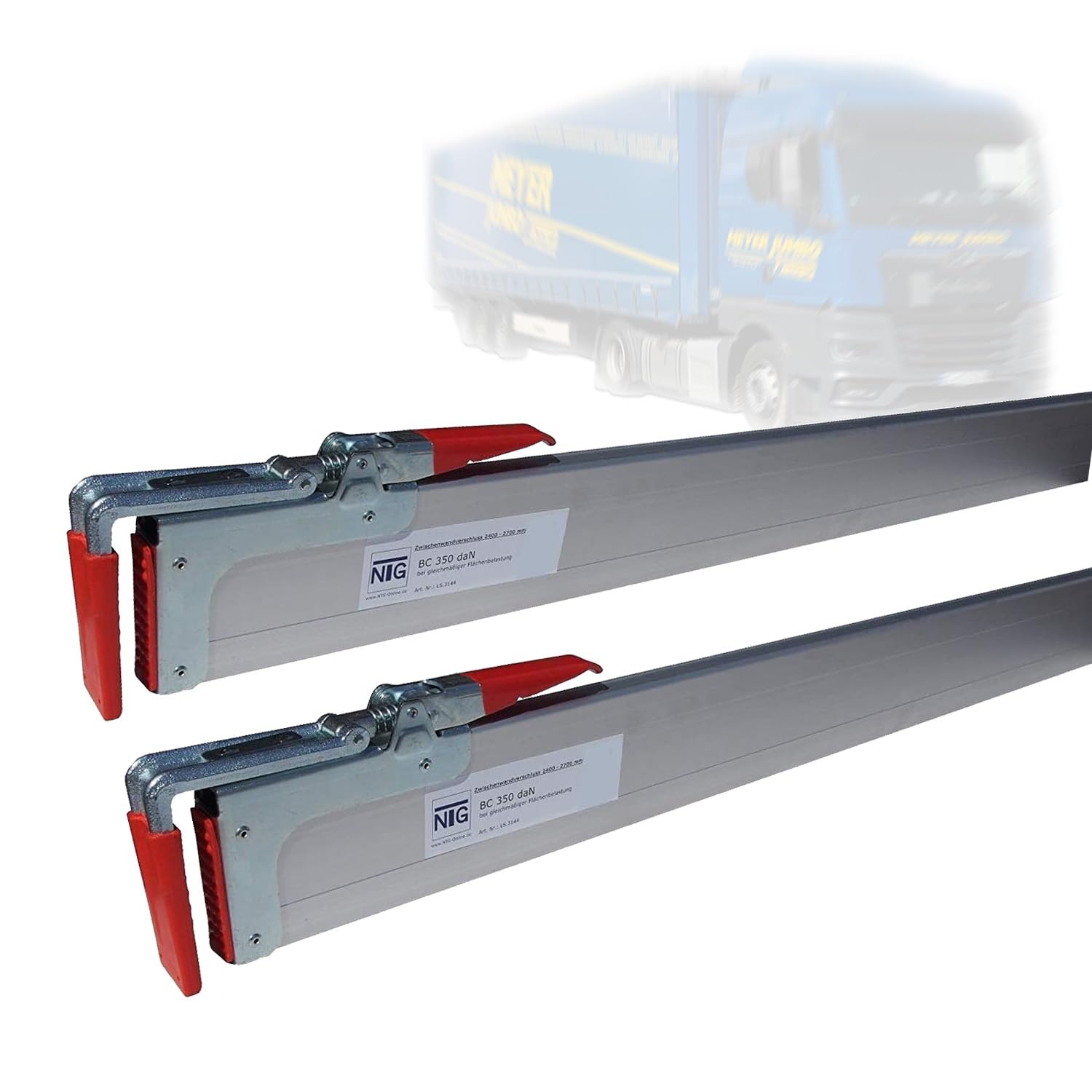 2 Stück Zwischenwandverschluss aus Aluminum | Klemmbrett | für Breiten von 2400 bis 2700mm | Ladungssicherung und Transportsicherung für PKW LKW Anhänger und Transporter