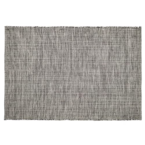 Linnea Teppich, rechteckig, 170 x 240 cm, reine Baumwolle, Moorea, Schwarz, Granit
