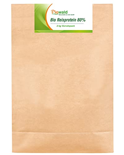 Piowald BIO Reisprotein - 2 kg Vorratspackung, EU-Herstellung, Pflanzliches Eiweißpulver, Vegan und Glutenfrei