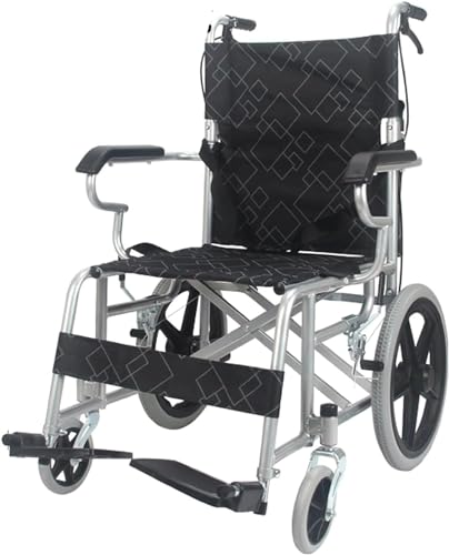 Tragbarer Klapprollstuhl, Transportrollstuhl Mit Handbremse Und Ergonomischem Sitz, Leichter Rollstuhl Aus Karbonstahl A,A