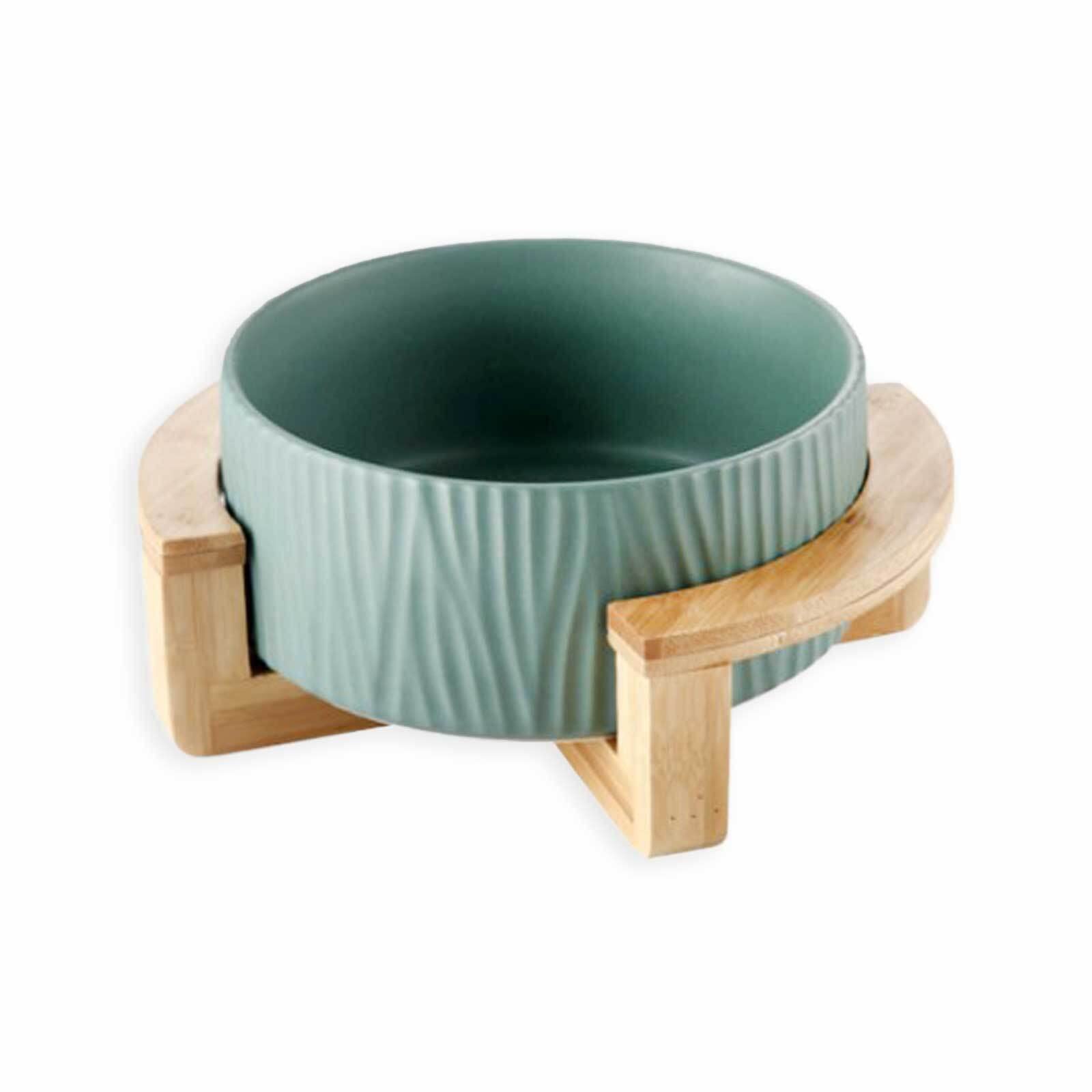 Monkimau Hundenapf Katzennapf aus Keramik - Napf mit Ständer erhöht Futternapf Fressnapf Keramiknapf (S - 650 ml, grün)