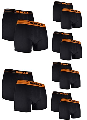 DMAX 2|4|6|12 STK. Herren Boxershorts für echte Kerle, wahlweise in Schwarz oder Grau in Größen von M-XXL (XL, 12 Hosen Schwarz/Orange)