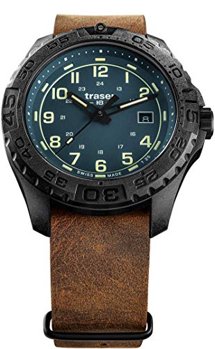 Traser H3 P96 Outdoor Pioneer Evolution Petrol Tactical Watch Militär Armbanduhr Leder-NATO Armband