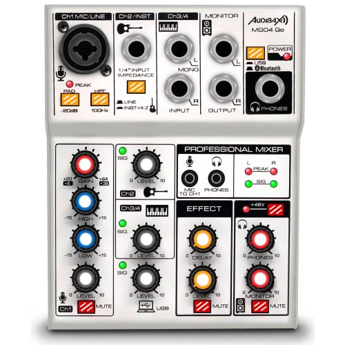 Audibax MG04 Go 4-Kanal Mixer mit USB-Audio-Schnittstelle