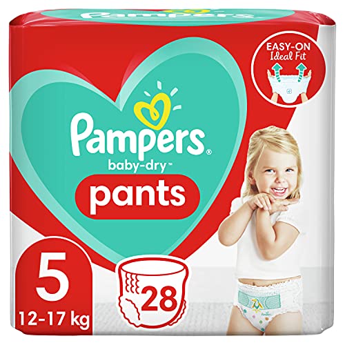 Pampers Baby-Dry Pants 5, 28 Höschenwindeln, Einfaches An- und Ausziehen, Zuverlässige Pampers Trockenheit, 12-17kg