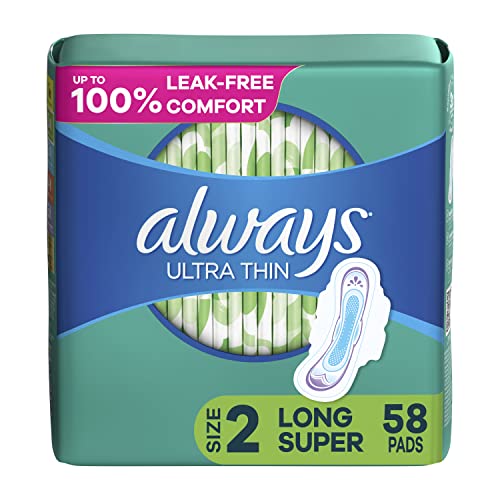 Always Ultra Thin Super Pads, With Wings, 58 Count by Always
