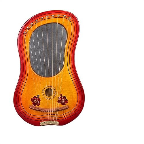 WowZza 10-Saitiges Kleines Lyra-Harfeninstrument, Tragbare Anfänger-Liras-Instrumente Für Anfänger/Leichter Originalton/10 Akkorde