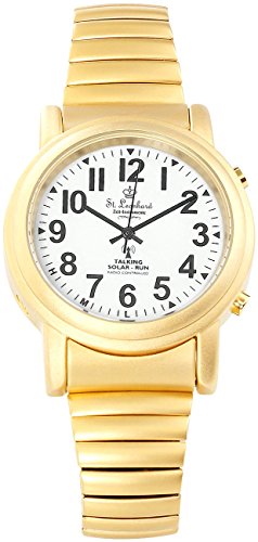 St. Leonhard Sprechende Uhr: Sprechende Funk- & Solar-Seniorenuhr, vergoldet (Damen Funkuhr)